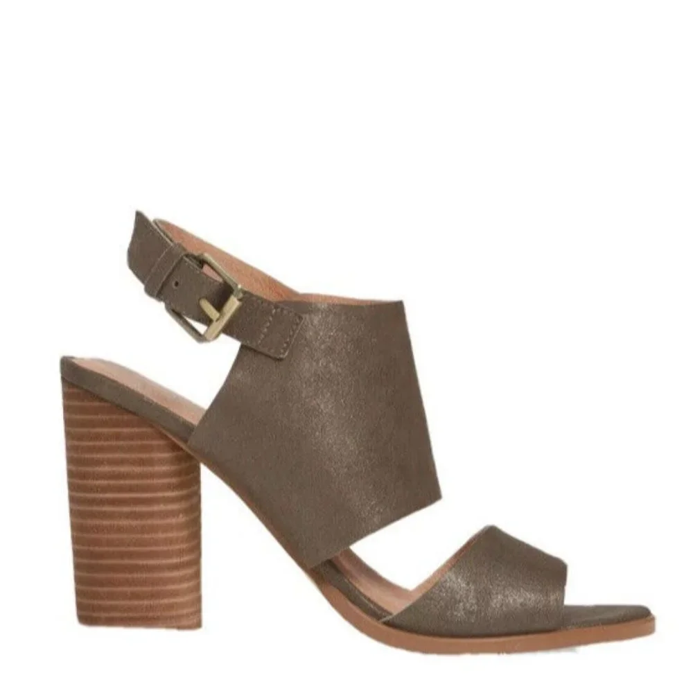 Caslon Women's Slingback Block Heel Sandals Miriam Earth Metallic Gray Size 10